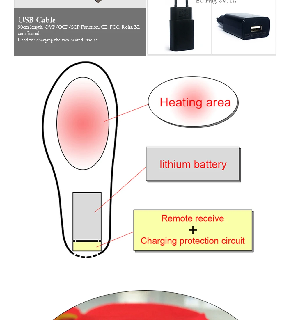 Новое поступление нагревательные стельки с беспроводным пультом дистанционного управления USB грелка для обуви зимние лыжные тепловые