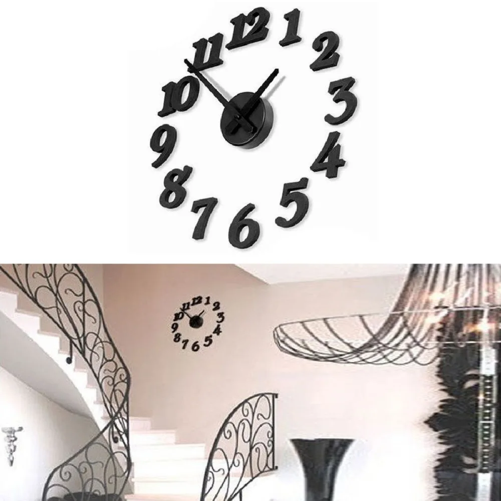 Free Shipping New DIY Self Adhesive Decal Modern Wall Digit Clocks Room