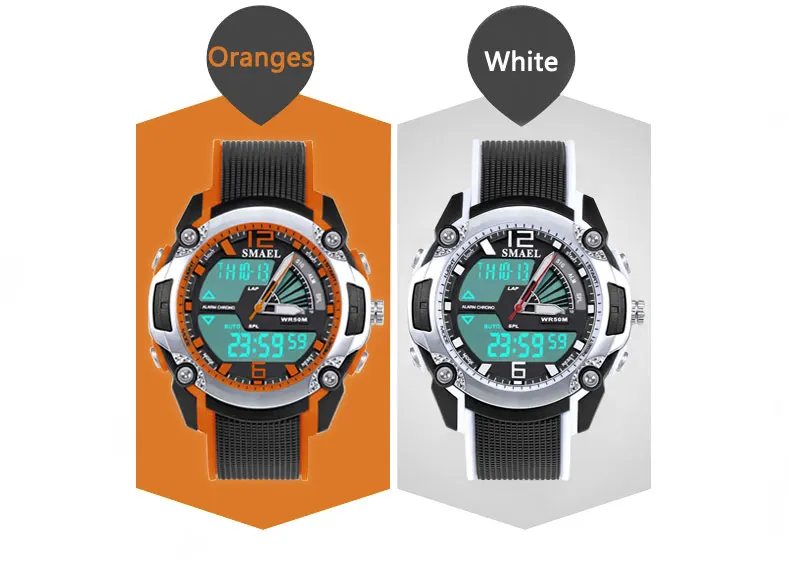 SMAEL брендовые Детские спортивные часы водостойкие 50 м светодиодный цифровой кварцевые Dual Time Многофункциональные часы для мальчиков и