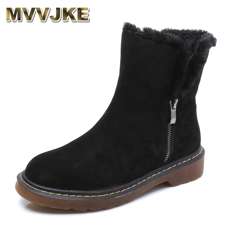MVVJKE Fashion Autumn Winter Boots Faux Fur Leather Suede Brand New Women Flats Snow Boots Plush Warm Female Shoes Plus size 43 MVVJKE Fashion Autumn Winter Boots Faux Fur Leather Suede Brand New Women Flats Snow Boots Plush Warm Female Shoes Plus size 43
