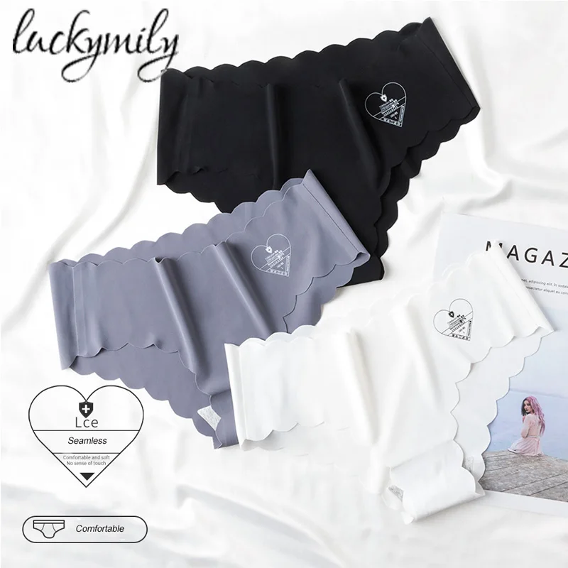 

luckymily Seamless Women SILK Panties Thongs Low Waist Underwear Womens Lingerie Underpants Women Intimates Female Panty Briefs