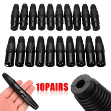 10Pairs 3 Pin XLR Audio Cable Connector 3Pin Male Female MIC Snake Plug for Microphone Cable Electrical Adapter