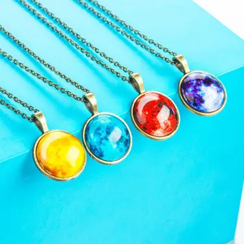 

50pcs Fantasy Space Planet Moon Long Necklace Women,Cool Time Gem Pendant Necklaces for Women Neckless Men Jewelry Aliexpress