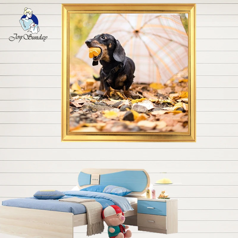 

JOY SUNDY DIY DMC Cross stitch Embroidery,that plays with yellow balls home arts Counted White canvas Cross-Stitching handmade