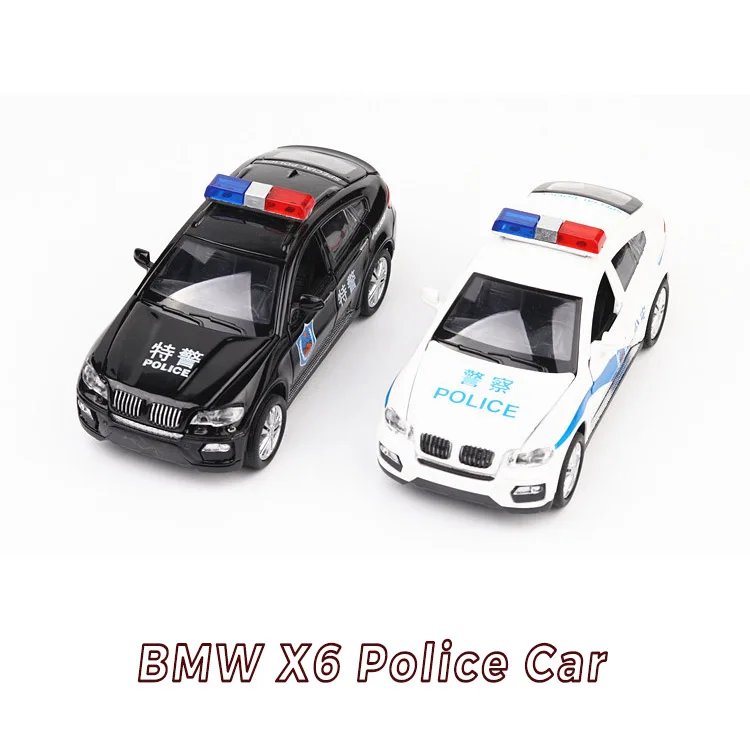 

High Simulation 1:32 X6 Police Alloy Metal Cars Toy Pull Back Flashing Music Diecast Coupe Model Car Toys for children gifts