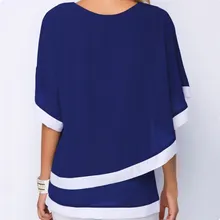 Fashion Large Size Chiffon Patchwork Irregular Blouse Casual Batwing O Neck 2019 Summer Women Shirts Plus Size Clothing