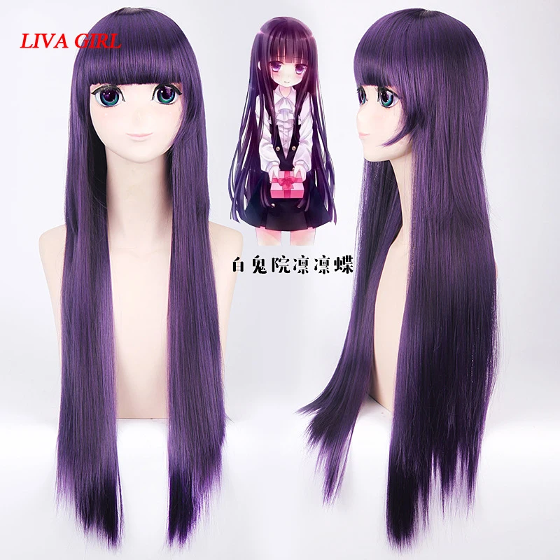 Inu x Boku SS Ririchiyo Shirakiin Riricho Косплей 80 см Длинные прямые фиолетовые черные смешанные