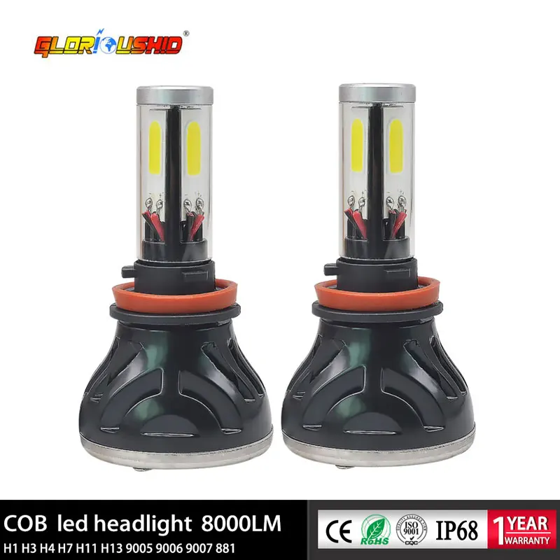 

one set H11 LED Car Headlight 80W 4 COB Chips Headlight Fog lamp Conversion Kit 8000LM H11 H8 H9 led bulb 6000K 12V