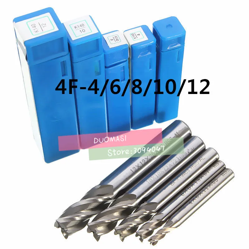 5pcs 1//4in HSS CNC 4 Flute Straight End Mill Cutter Router Bit Cutting Tool 6cm