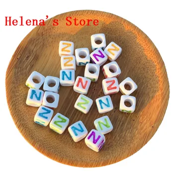 

Acrylic Cube Individual Letter Z Beads 7*7MM 1900PCS Colorful Plastic Initial Alphabet DIY Jewelry Knit Name Bracelet DIY Beads