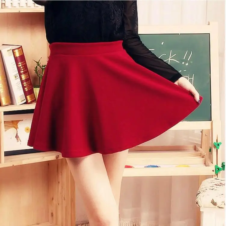 Liva Girl, эластичная мини-юбка с высокой талией и безопасными штанами, женские повседневные трапециевидные плиссированные юбки, Harajuku Kawaii, милые школьные юбки - Цвет: red