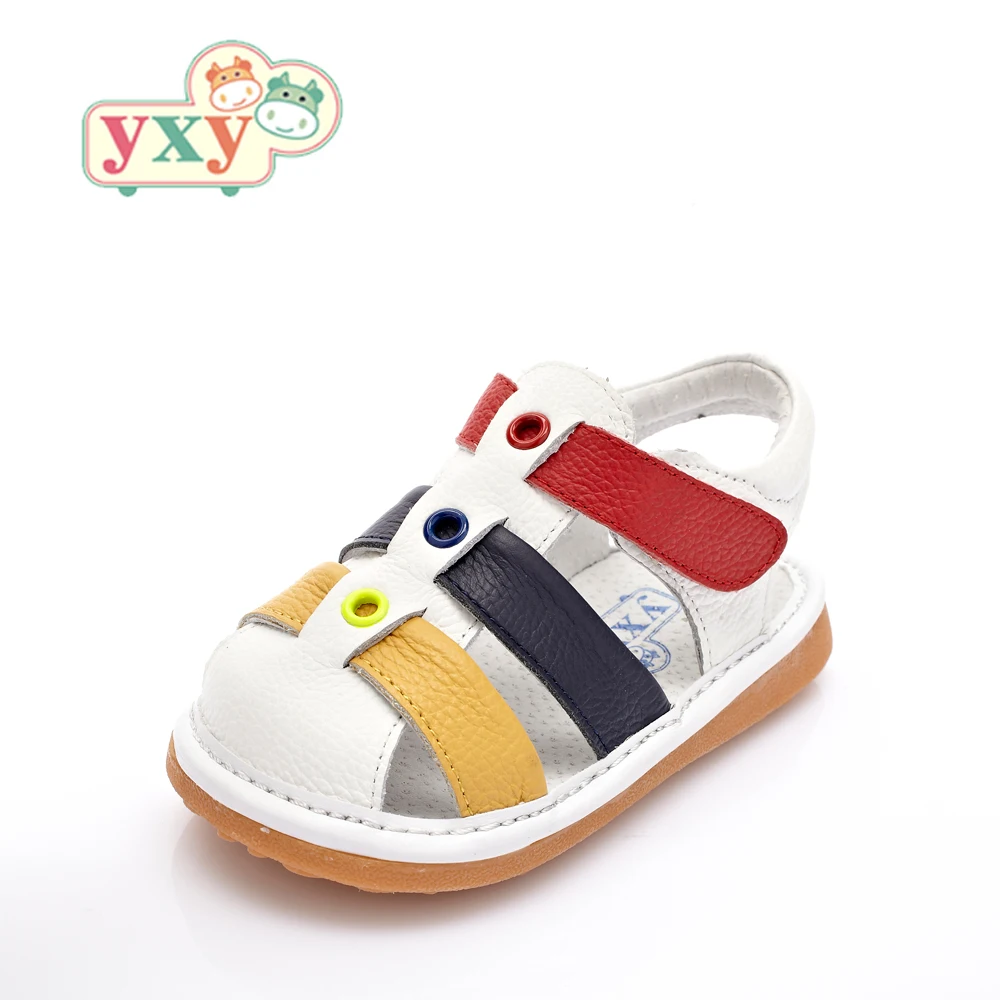 

YXY 2017 summer squeaky genuine leather soft sole baby boys girls toddlers kids anti-slip hook&loop sandals shoes age 1-4 years