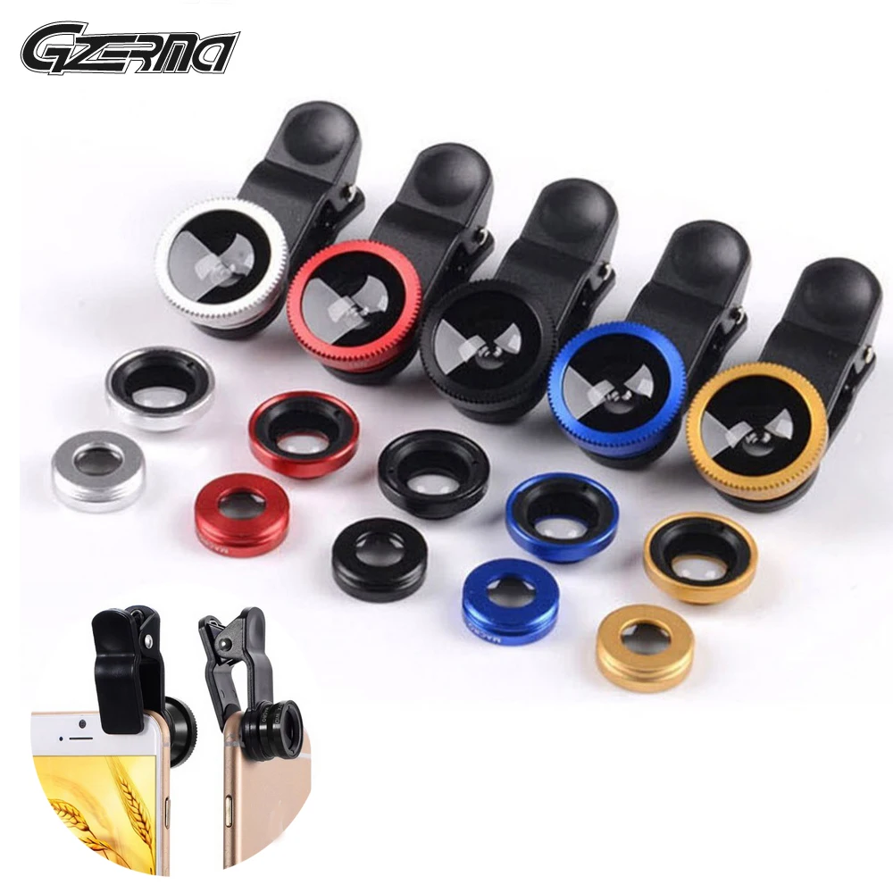 

Universal Clip 3 In 1 Wide Angle Macro Fisheye Lens Camera Mobile Phone Lenses For iPhone 7 6s Plus 5s/5 Xiaomi Huawei Samsung