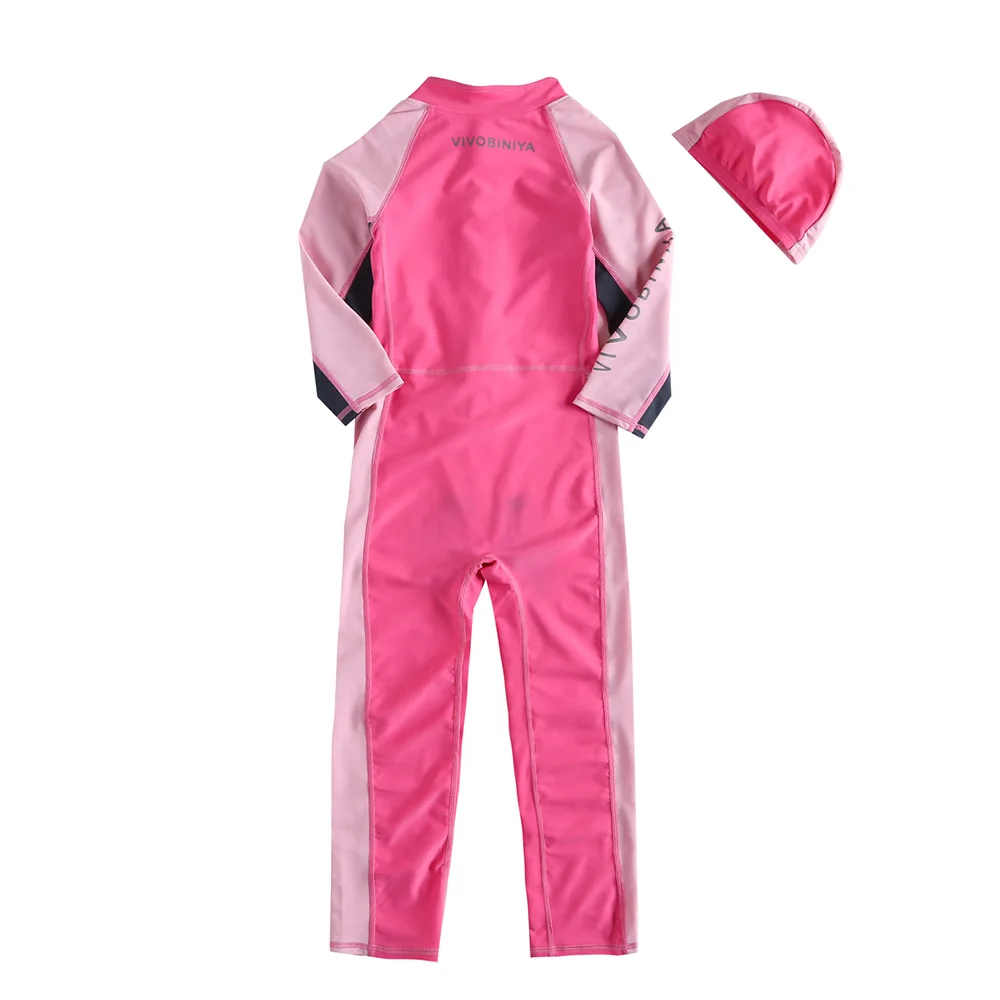VIVOBINIYA/ ; детский купальный костюм для маленьких девочек; защищающий Купальник; UPF50+; детский цельный купальный костюм; Спортивный костюм для маленьких мальчиков - Цвет: Розовый