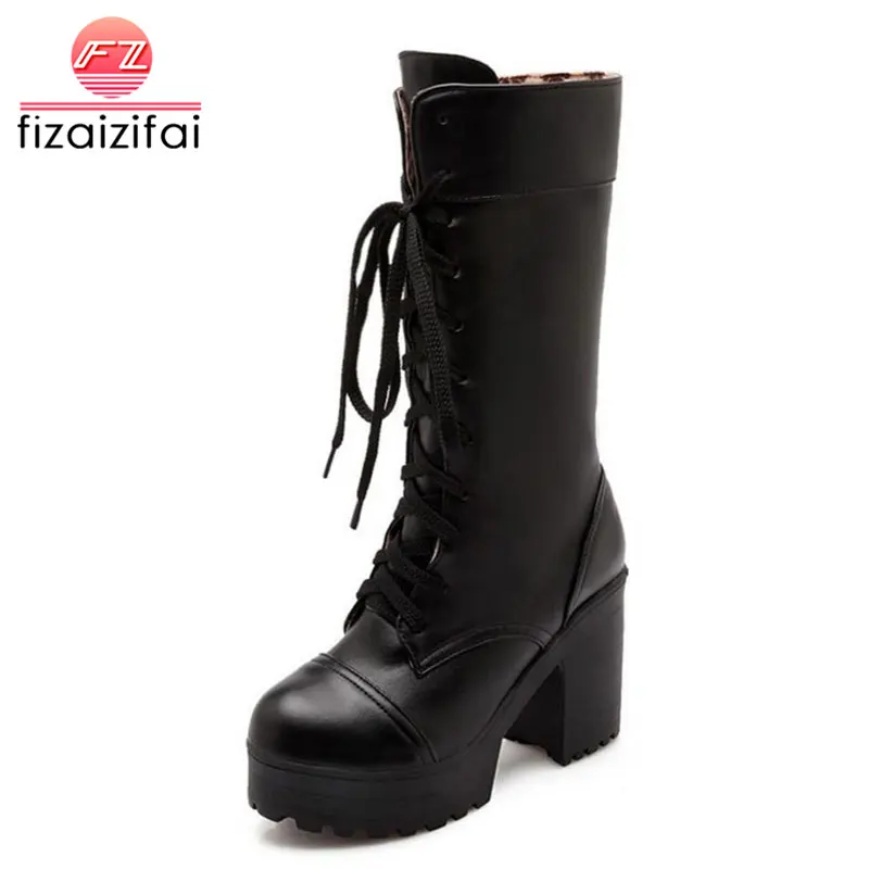 

FizaiZifai Size 34-43 Women Half Short Boots Platform Snow Boots High Heel Boots Plush Fur Shoes Women Warm Botas Women Footwear