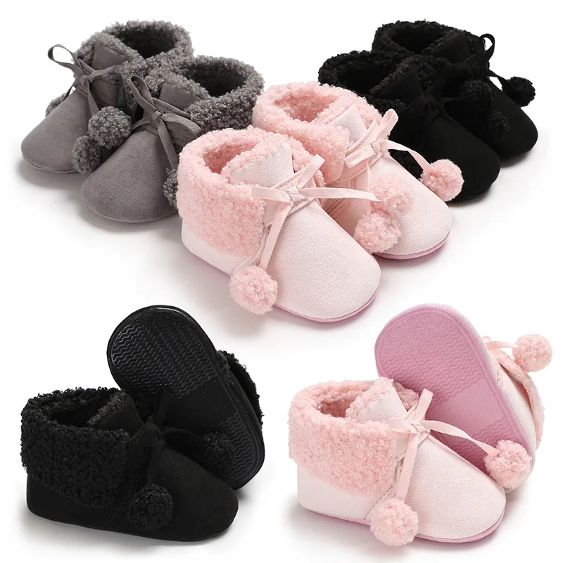 Girls Baby Booties Soft Soled Solid Cotton Boy Baby Boots Fur Newborns