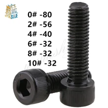 10/20pcs 0 #2 #4 #6 #8 #10 #12.9 Unc de Alta Elasticidade padrão americano Cap Parafuso Allen Hex Soquete Parafuso de Aço Carbono