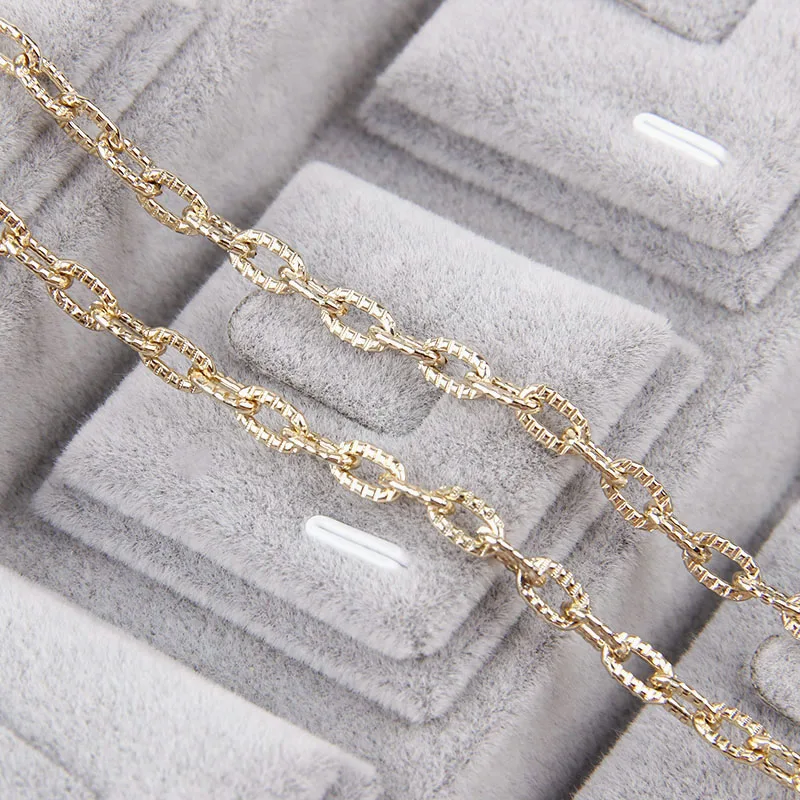 Rose Gold Color Open Link Aluminum Textured Cable Chains Twisted Curb