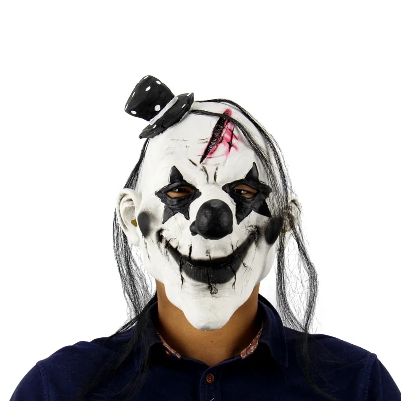 Страшная маска на Хеллоуин клоун латексная маска на все лицо большой рот красные волосы нос Косплей ужас маскарад маска призрак вечерние