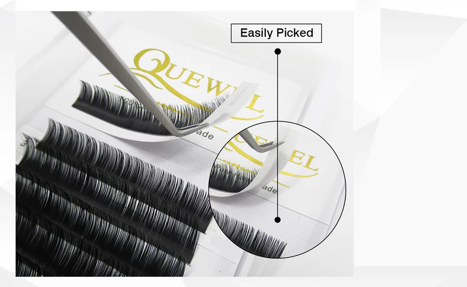 Extensão de Cílios Dicas de Seda Quewel Liso Elipse Postiços Individuais Extensão Dada Forma Natural Fosco Dividir Macia 6 Quewel liso elipse extensão de cílios postiços