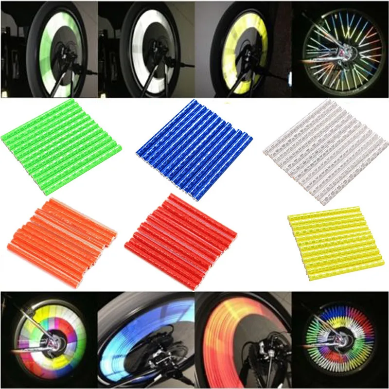 NEW12 pcs/set Bicycle spokes fluorescence light reflective tube clip