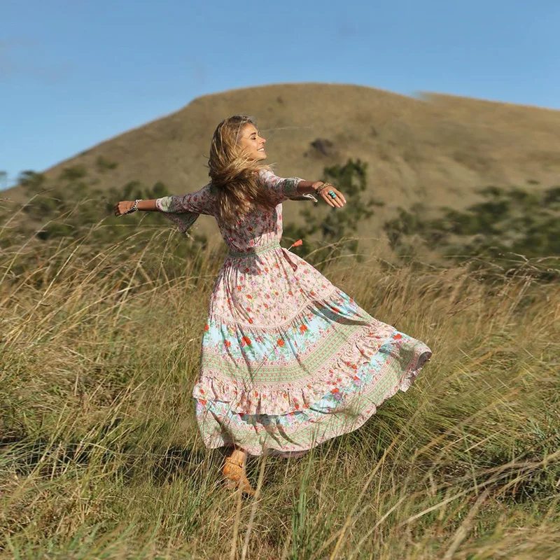 Платье в стиле Boho-Chic, Элегантное летнее женское парео, женские пляжные платья, кафтан, Saida De Praia Feminino,, богемная одежда, длинное