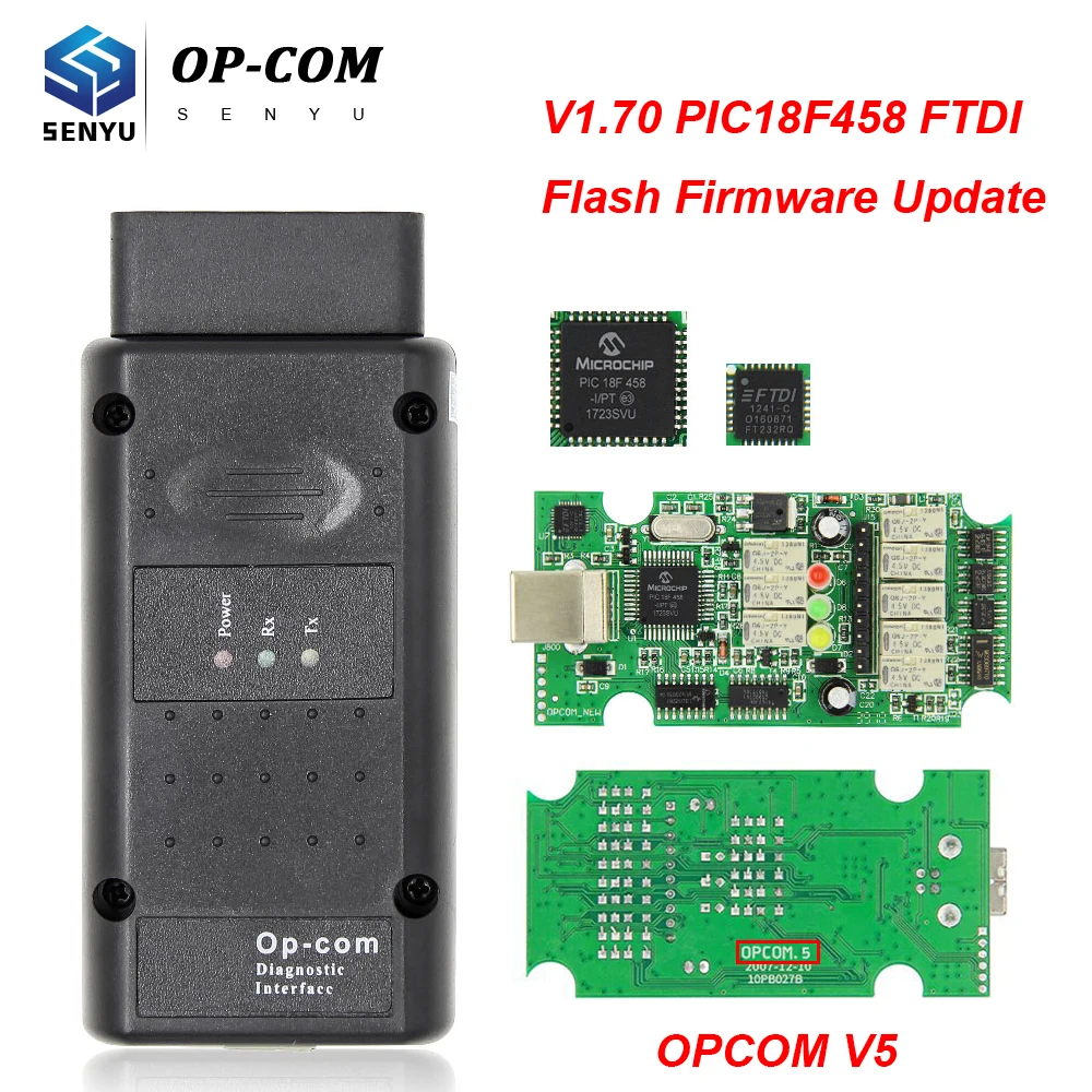 

For Opel OPCOM V1.70 / V1.78 PIC18F458 FTDI FT232RQ Chip OBD2 Diagnostic Tool OP COM 2014V Can be Flash Update CAN BUS For Opel