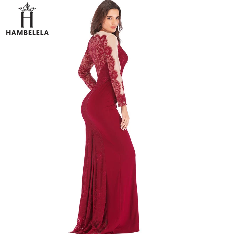 HAMBELELA Elegant Lace Mermaid Evening Long Dresses 2019 Long Sleeve Lace Vestido Longo Formal Party Prom Gowns Vestido De Festa (21)