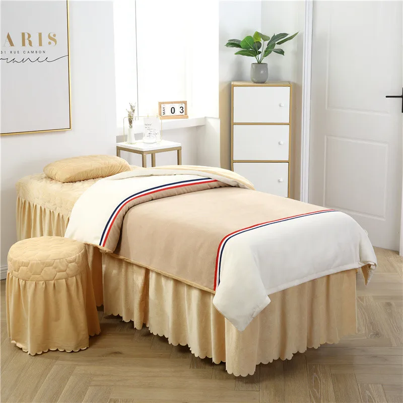 New Brief Style Crystal Velvet Linen Bedding Set 4 5 6 Pcs SPA Beauty Salon Duvet Cover Pillowcase Customized Size Blue Pink - Цвет: 11