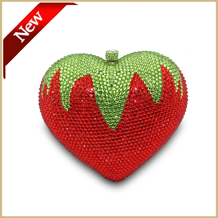 

Boddiga 100% Handmade Rhinestone Clutch Bags Luxury Crystal Evening Bag Fashion Party Purse Dress Match Bag Red Long Chain