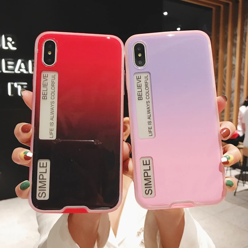 Роскошный чехол из ТПУ для iphone x XS XR MaxFashion градиентный однотонный телефона 6 S 7 8