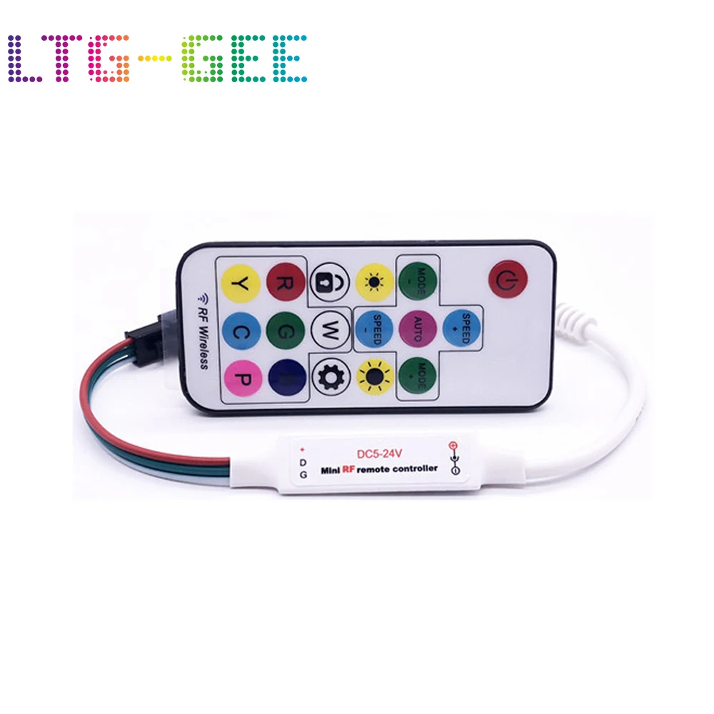 

LTG-GEE SP104E 17Keys RGB Wireless Remote Mini RF LED Controller For WS2811 WS2812b Dream Color 5050 LED Light Strip light