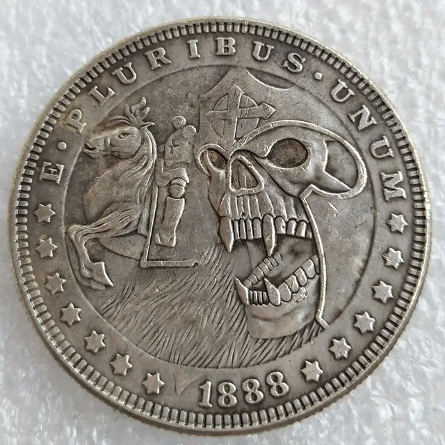 Special Price Type#HB(05) US 1888 Morgan Dollar Skull Zombie Skeleton And Horse Hand Carved Copy Coins High Quality