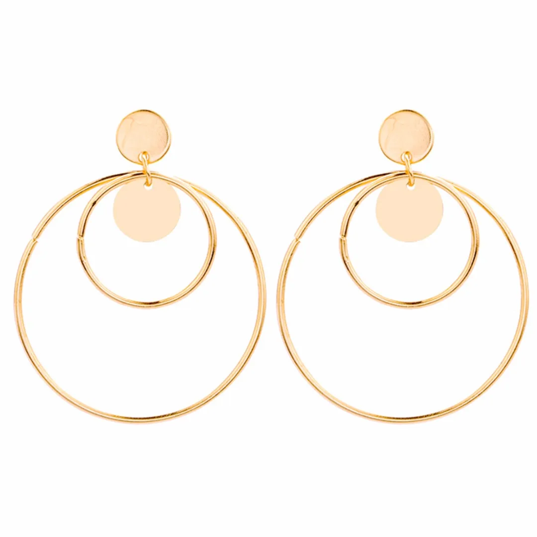 Shellhard Elegant Stylish Large Dangle Earrings Fashion Women Double Round Circle Drop Earrings Charms Geometrical Jewelry Gifts