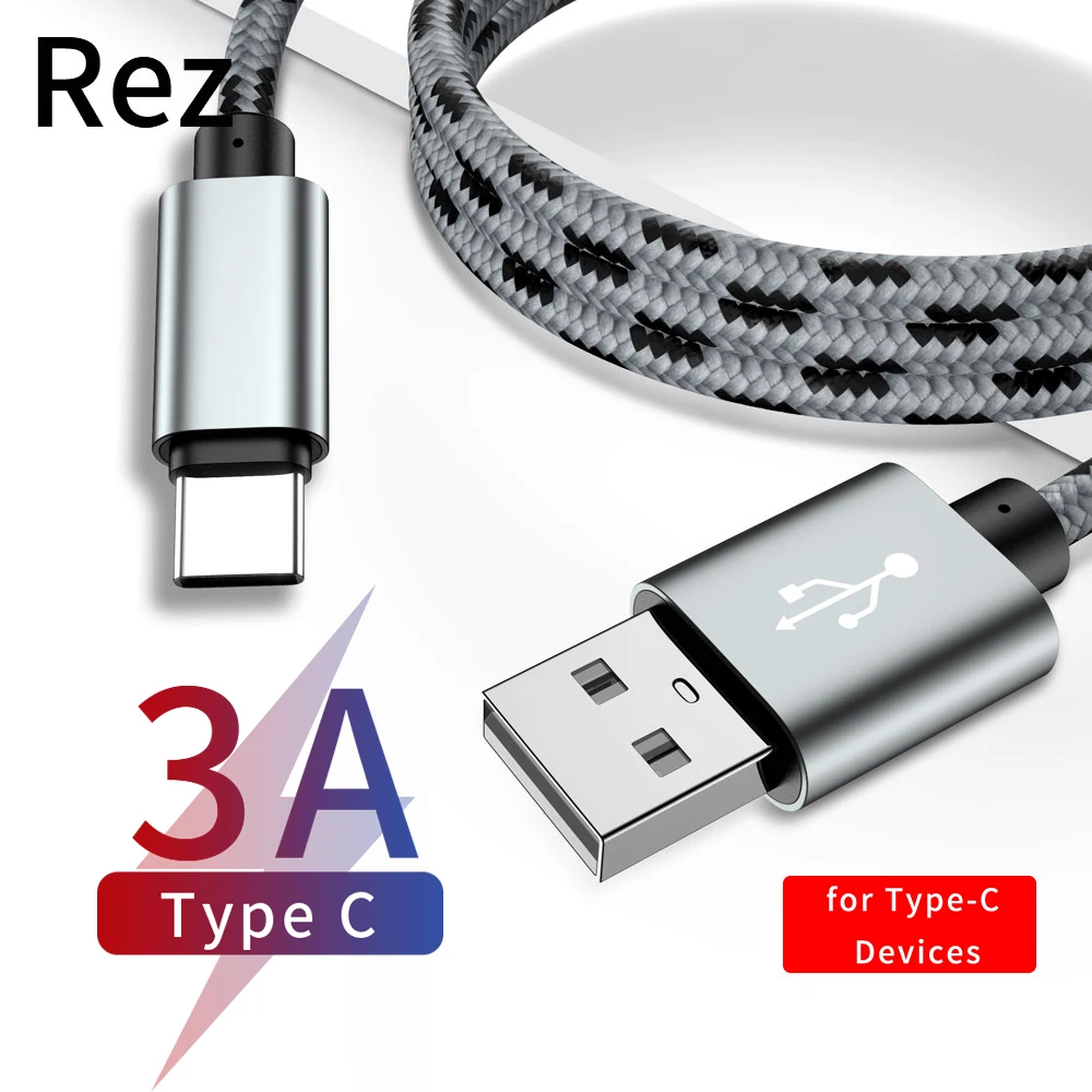 REZ X7 usb type-C кабель для Xiaomi Redmi huawei samsung USB C кабель для мобильного телефона кабель для быстрой зарядки для устройств usb type-C шнур