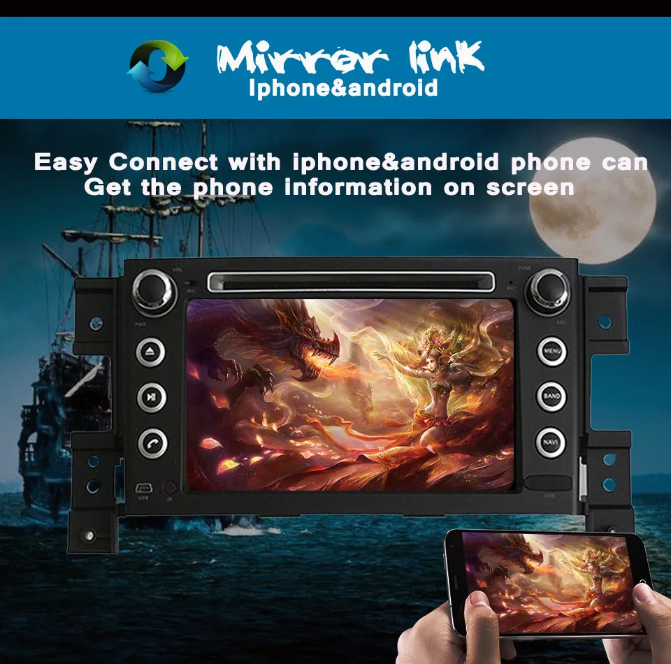 Excellent 4G+64G Android 9.0 8 core 7 inch in dash car dvd radio music video player headunit for Suzuki Grand Vitara 2005 pc tablet tape 12