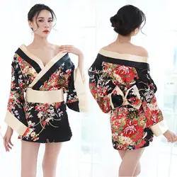 Пикантная продукция для интима глубокий v-образный вырез традиционный бренд женское японское кимоно Сексуальные костюмы платье