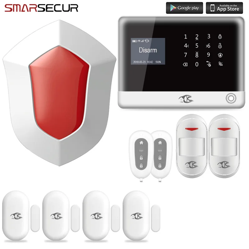 

Smarsecur home security alarm WIFI GSM Wireless Home Alarm System APP Control