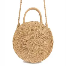 Новые стильные модные соломенные сумки в стиле ретро плетёная ротанговая круглая сумка на молнии винтажная трикотажная сумка-мессенджер однотонная сумка