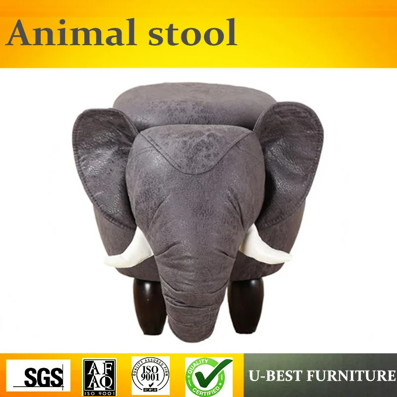 cheap Free shipping U BEST China Made rhino footstool pu material animal elephant shape shoe storage ottoman for construction machiner