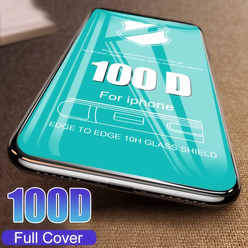 

100D Tempered Glass Full Cover On The For IPhone 8 7 6 6s Plus Protective Glass For IPhone 6 6 s7 8 Plus Screen Protector Film