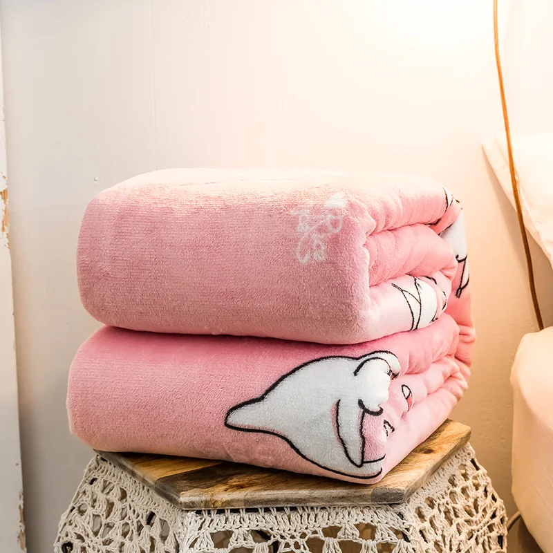 LREA теплое флисовое покрывало розовый кот на кровати зимние украшения для дома теплые мягкие одеяла для дивана