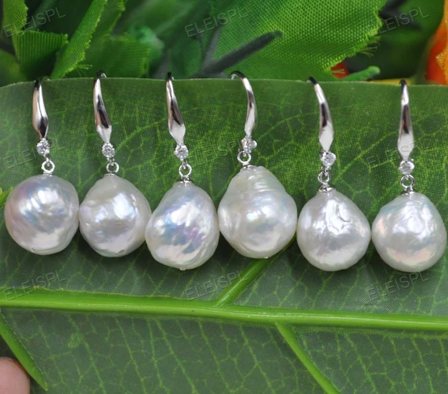 

10 X Pairs 11-13mm Furrow Kasumi white real pearl earring dangle Free shipping