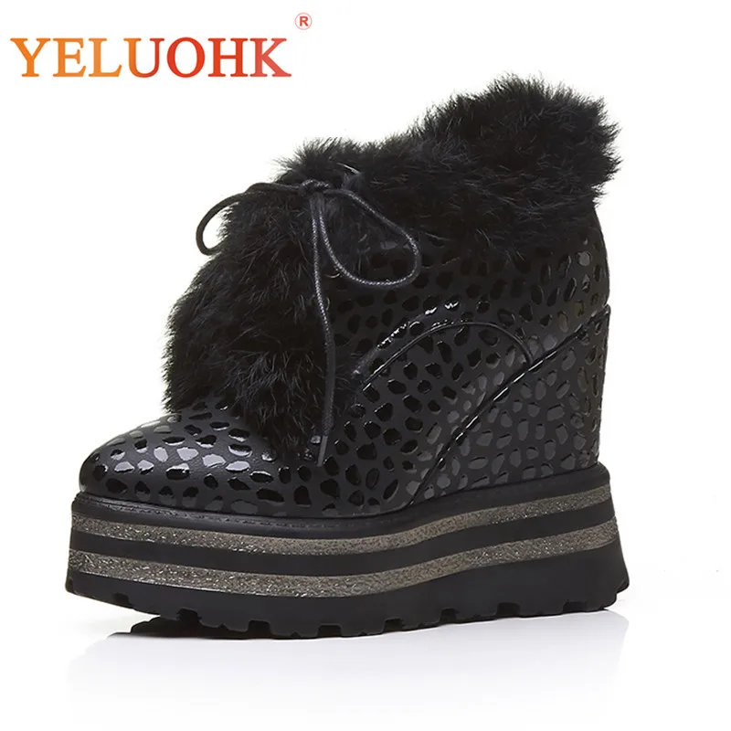 

Extreme High Heel Women Winter Boots Heel Platform Women Winter Shoes 2018 Ankle Boots For Women Wedges Shoes 12 CM