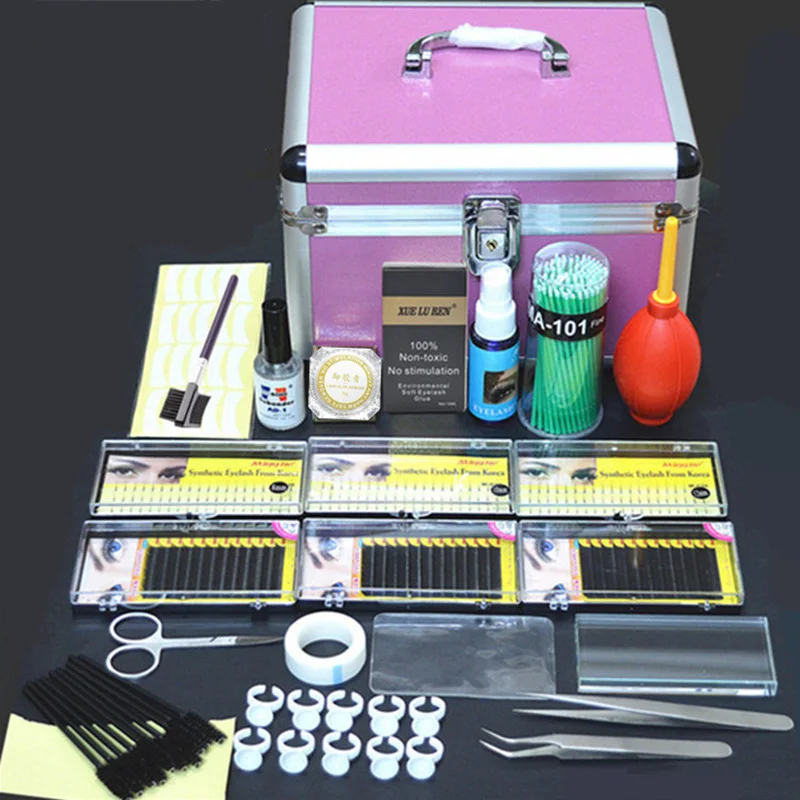 Professional Portable Eyelashes Extension Kit Beauty Grafting Eyelash with Box Case for Beauty Salon Makeup