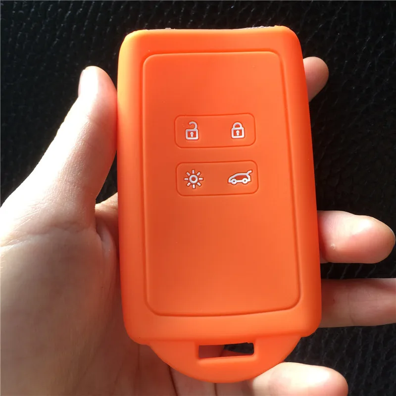 Силиконовый резиновый чехол для ключей автомобиля для Renault KOLEOS Kadjar для samsung QM5 4 кнопки карты смарт-чехол для ключа - Название цвета: Оранжевый