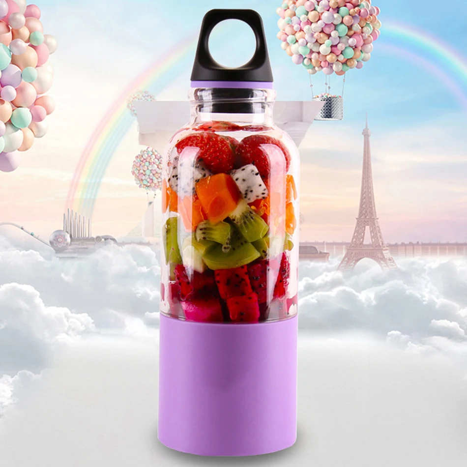 Fruit Juicer Bottle Plastic 500ml USB Charging Electric Portable Mixer Bottle Juicer Cup Automatic Mini Fruit Juicer