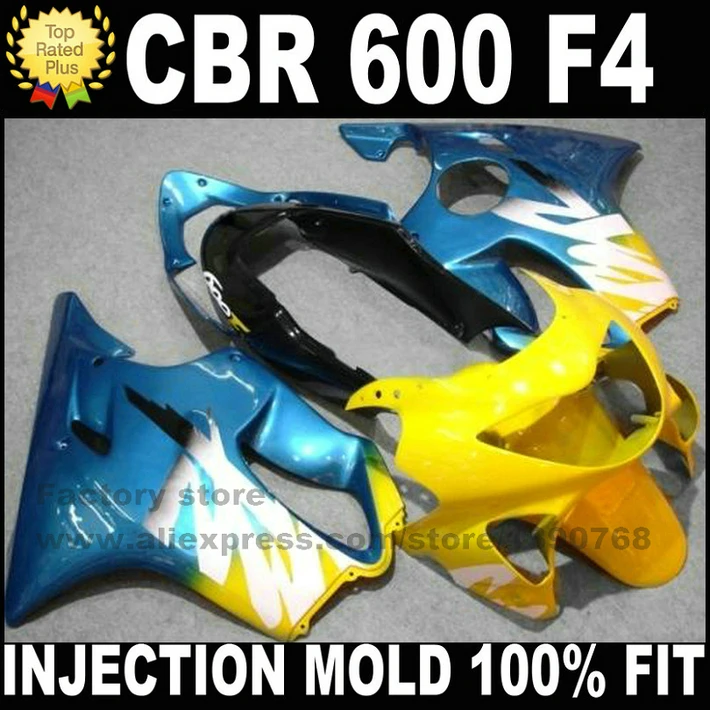 Инъекции комплекты молдингов для HONDA CBR 600 F4 Обтекатели 1999 2000 CBR600 99 00 Синий Желтый комплект пластиковых деталей V2