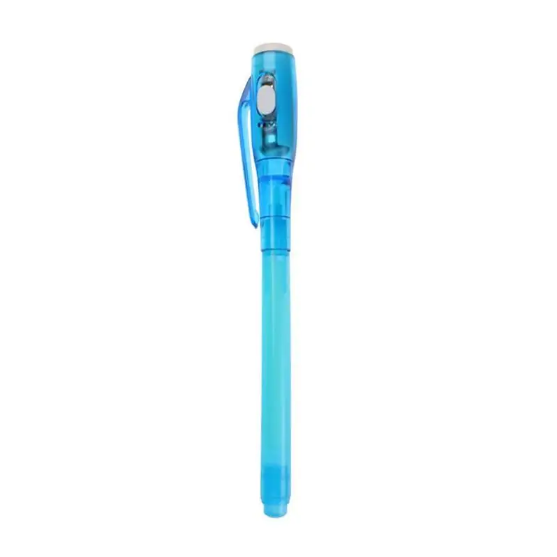 Светящийся светильник с большой головкой, волшебная фиолетовая ручка, 2 в 1, УФ-черный светильник, комбинированный рисунок, Невидимая ручка с чернилами, Обучающие Развивающие игрушки для детей - Цвет: Синий