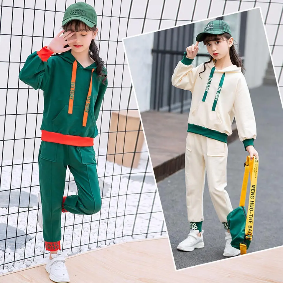 2019 Toddler Girls Clothes Set 2 Pcs Casual Spring For Teenage Clothing Sets Hoodie + Sports Pants 10 12 14 | Детская одежда и